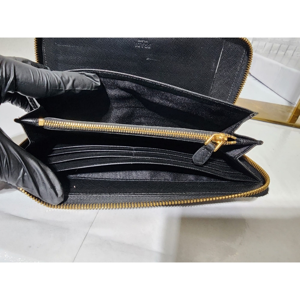Prada Saffiano Leather Zippy Long Continental Wallet Black - Picture 13 of 13